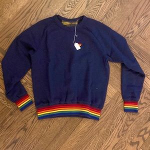 NWT AVIATOR NATION RAINBOW RIB CREW SWEATSHIRT - NAVY *RARE*